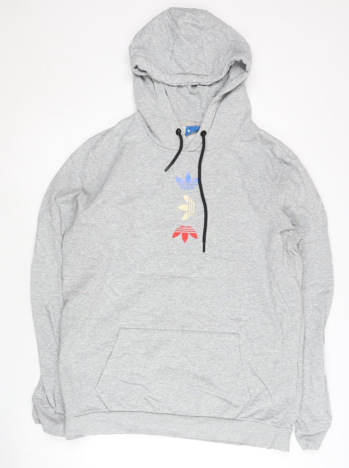 Adidas Men’s Grey Pullover Hoodie 2XL Logo Print Sportswear