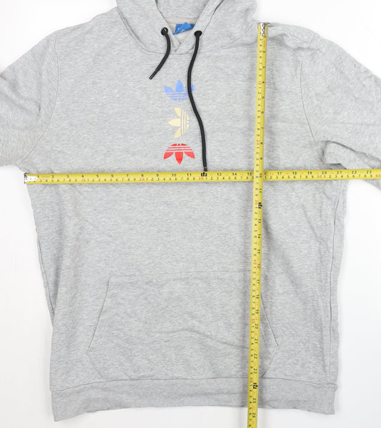 Adidas Men’s Grey Pullover Hoodie 2XL Logo Print Sportswear