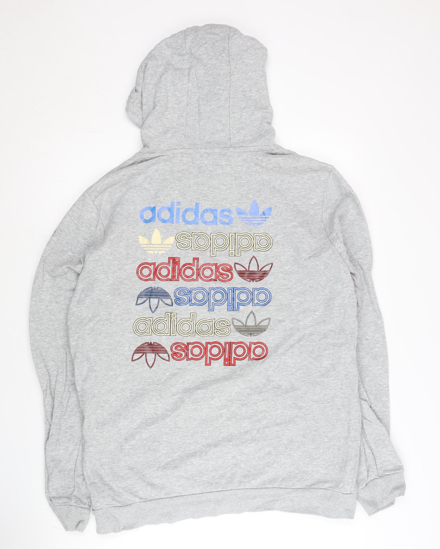 Adidas Men’s Grey Pullover Hoodie 2XL Logo Print Sportswear