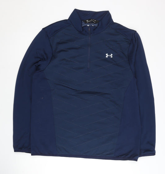 Under Armour Mens Blue 2XL 1/4 Zip Mock Neck Quilted Sweatshirt