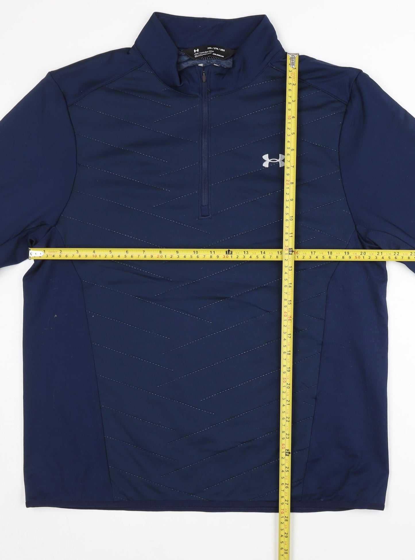 Under Armour Mens Blue 2XL 1/4 Zip Mock Neck Quilted Sweatshirt