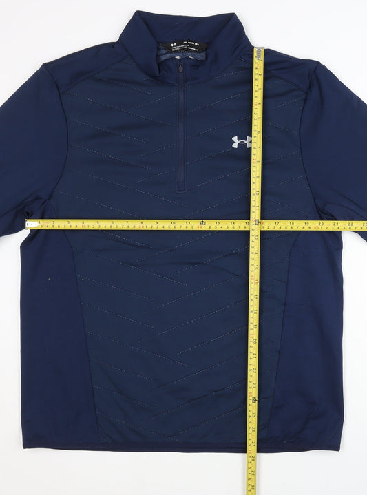 Under Armour Mens Blue 2XL 1/4 Zip Mock Neck Quilted Sweatshirt