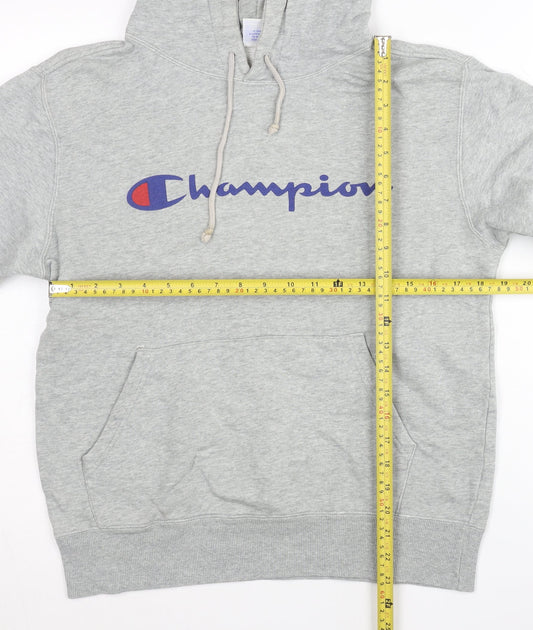 Champion Men's Grey Pullover Hoodie Logo Print Size L