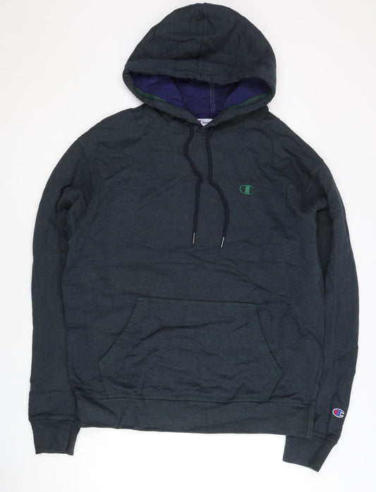 Champion Men's Green Pullover Hoodie M Logo Kangaroo Pocket