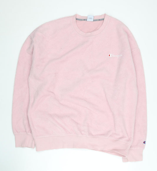 Champion Mens Pink XL Pullover Fleece Sweatshirt Crew Neck Logo