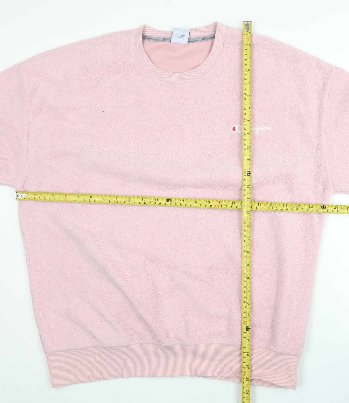 Champion Mens Pink XL Pullover Fleece Sweatshirt Crew Neck Logo