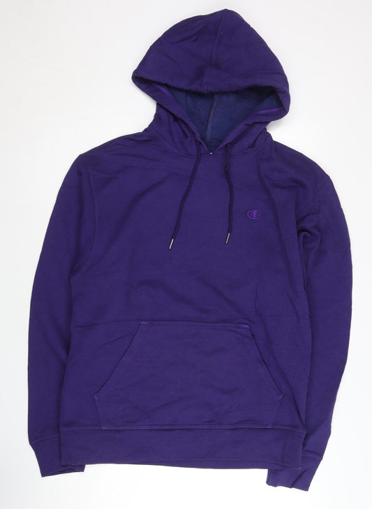 Champion Men's Purple Pullover Hoodie M Regular Fit Fleece Logo