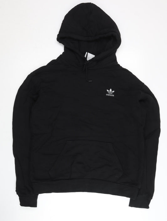 Adidas Unisex Black M Pullover Hoodie Graphic Logo Cotton
