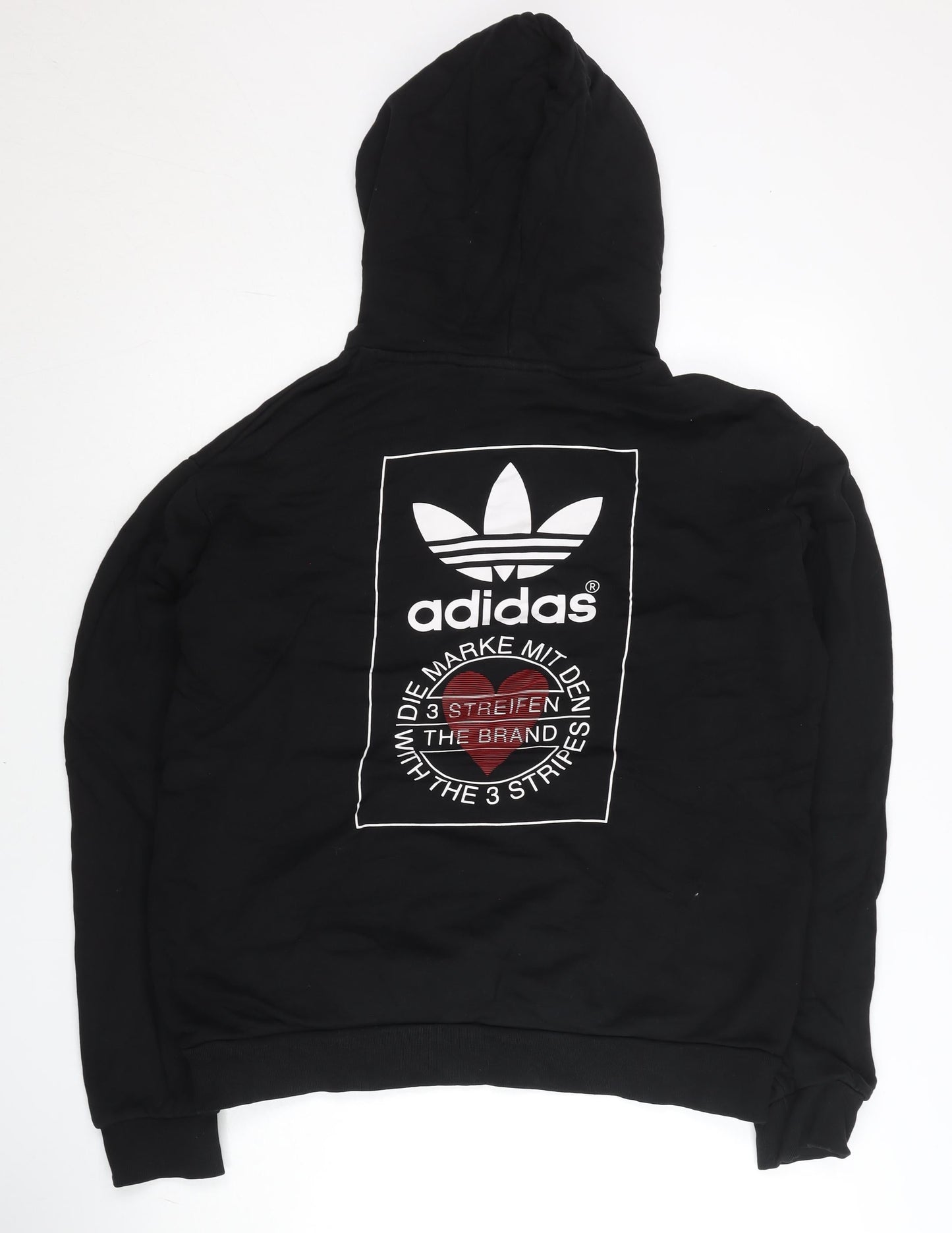 Adidas Unisex Black M Pullover Hoodie Graphic Logo Cotton