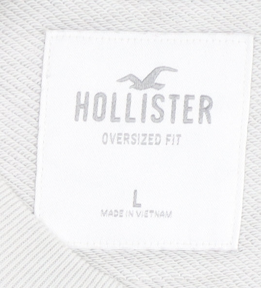 Hollister Men’s Grey Logo Oversized Pullover Sweatshirt L