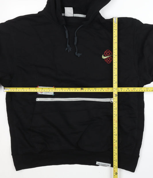 Nike Mens Black XL Pullover Hoodie Dri-FIT Embroidered Zip Pocket