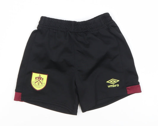 Umbro Boys Black Football Shorts 2-3 Years Athletic Elastic Waist