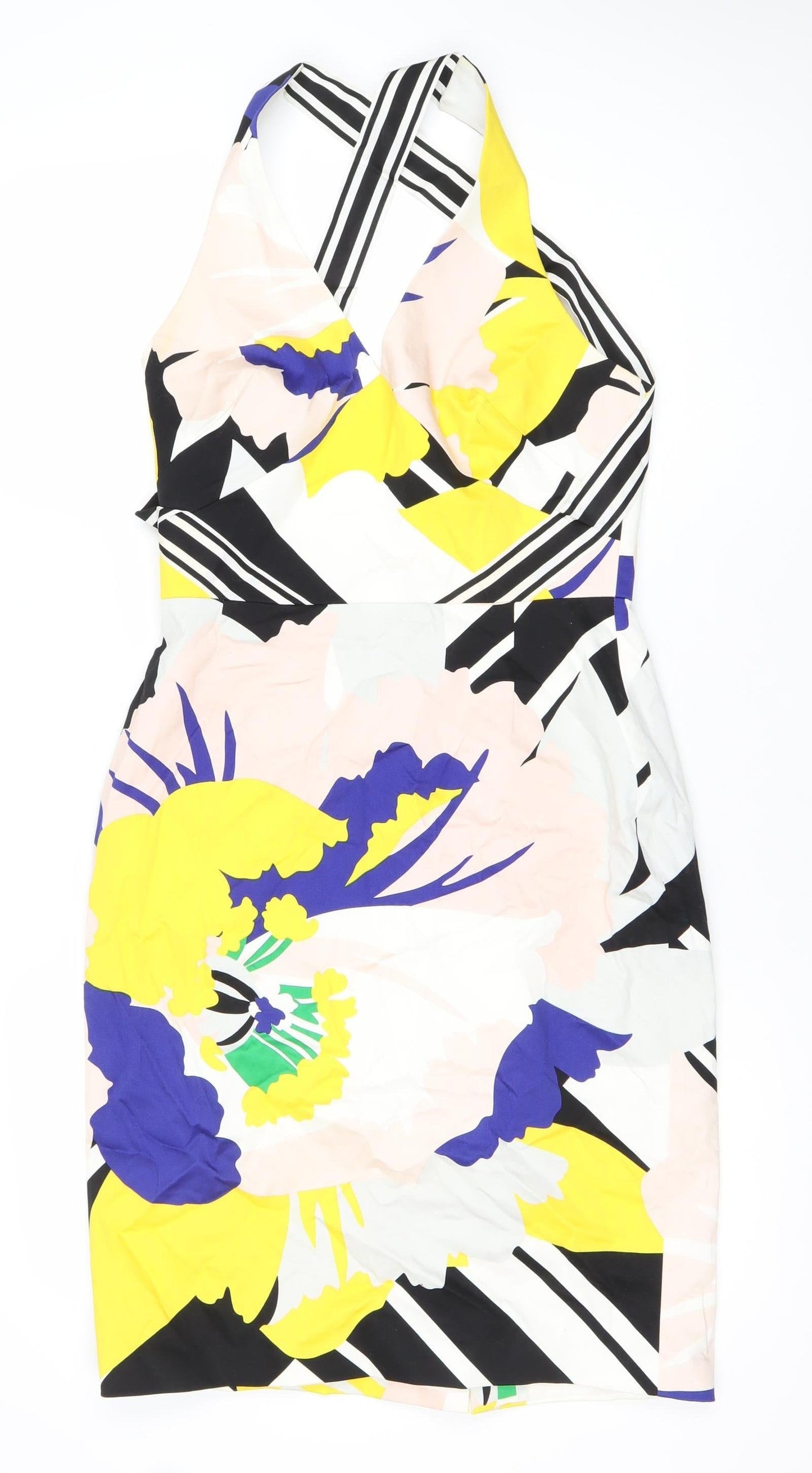 Karen Millen Women's Multicoloured Floral Bodycon Dress Size 10