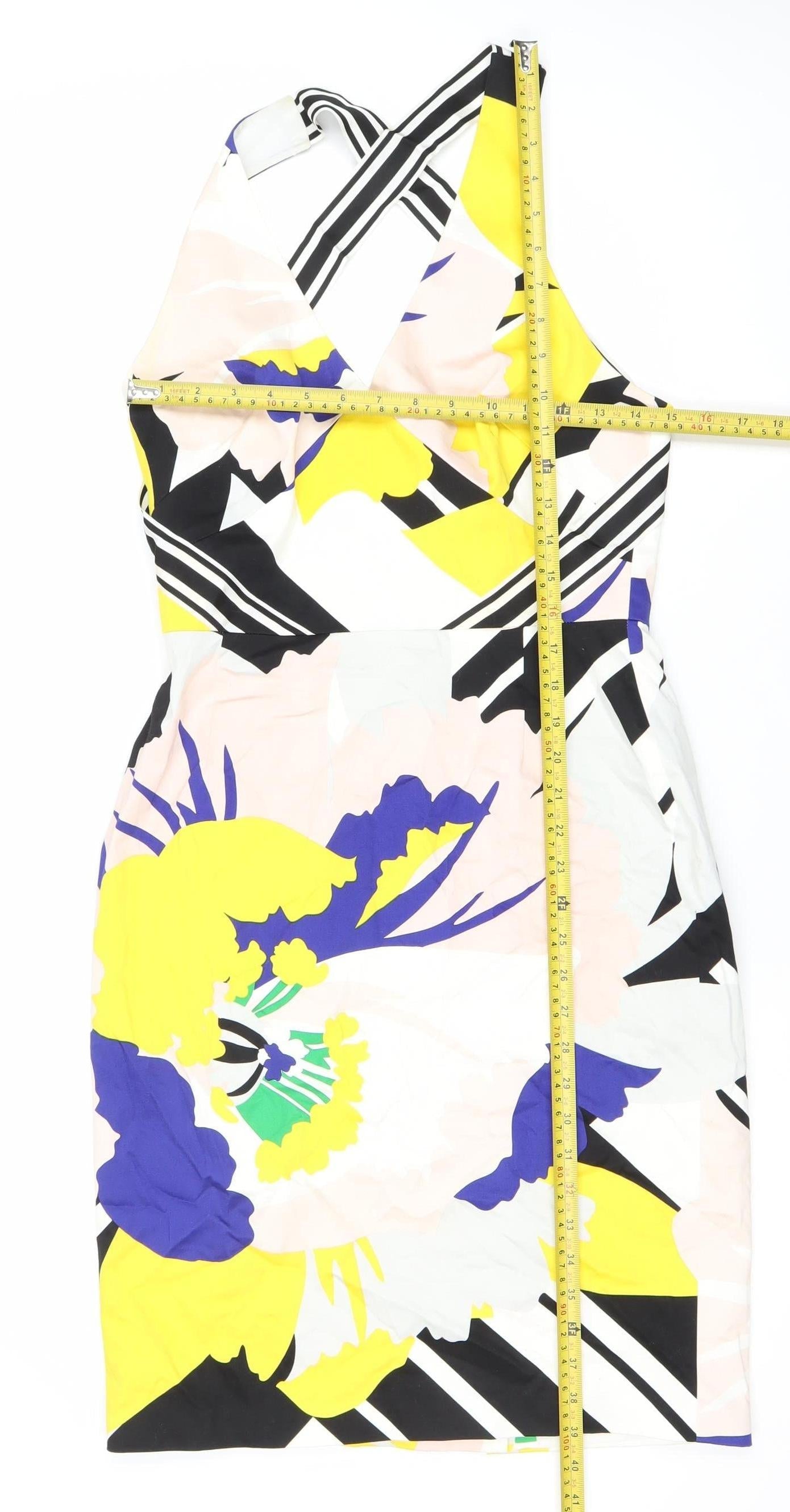 Karen Millen Women's Multicoloured Floral Bodycon Dress Size 10