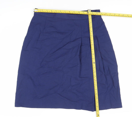 Women's Blue Wool High Rise Pencil Skirt Size 14 Plus Knee Length