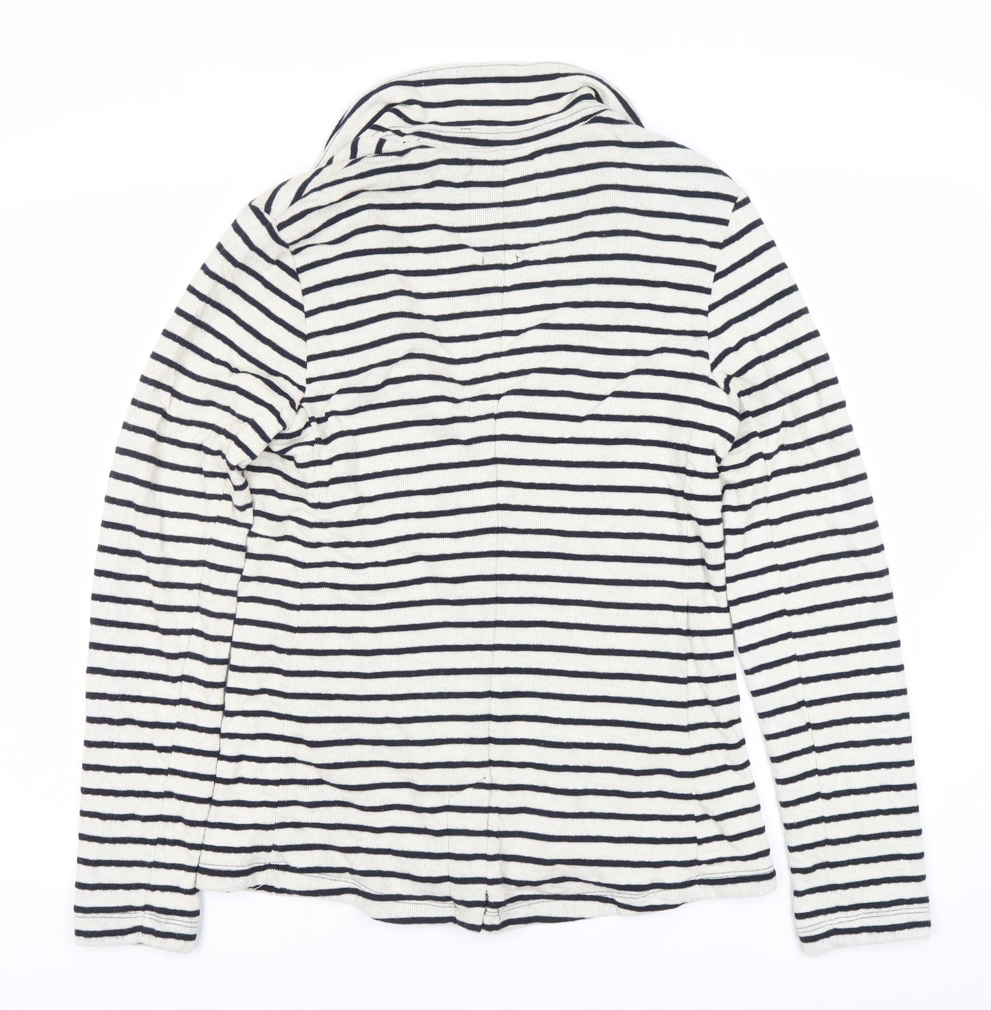 Superdry Women's White Striped Blazer Size S Notch Lapel Casual