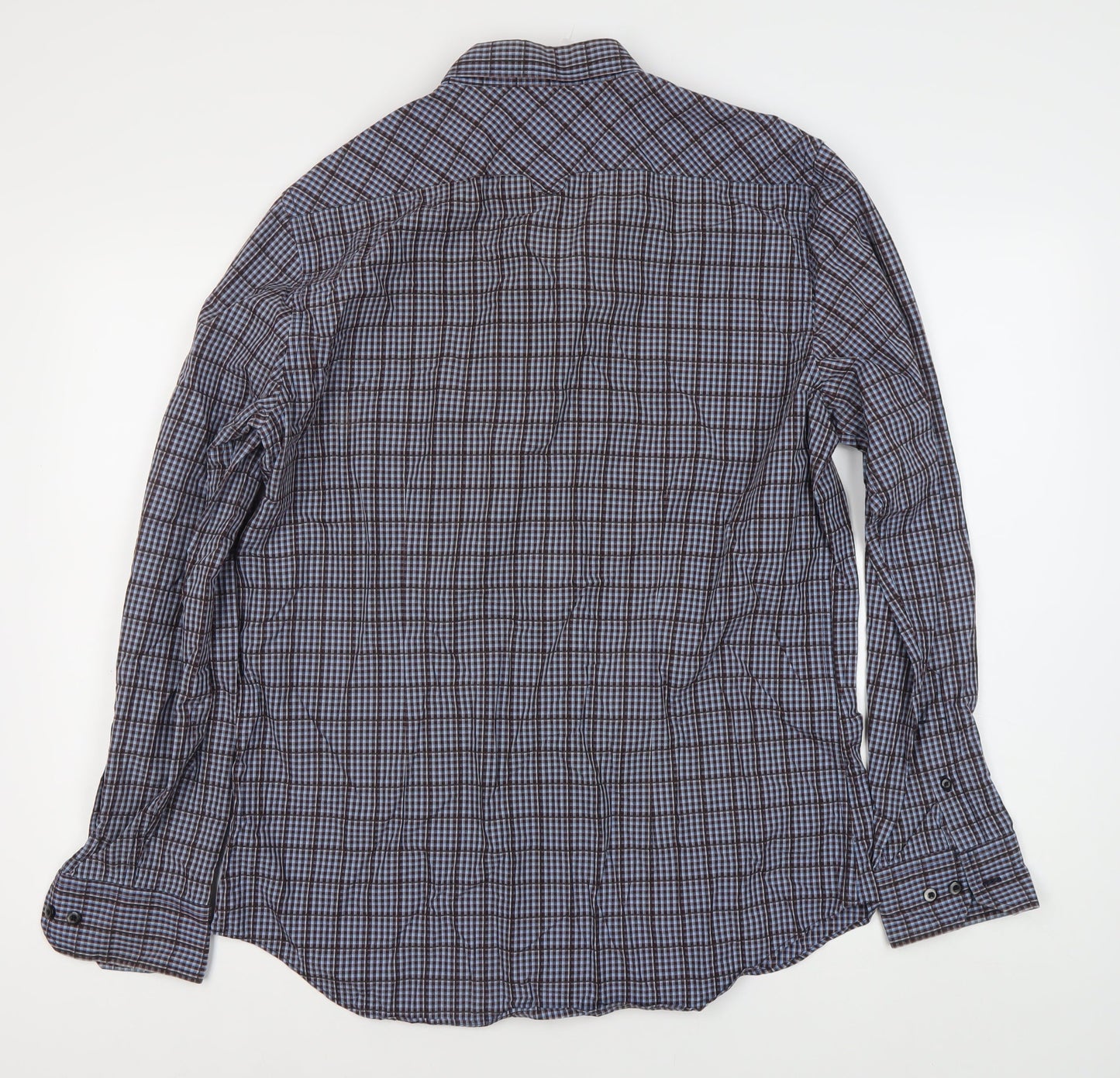 Matinique Men’s Blue Check Long Sleeve Button-Down Dress Shirt XL