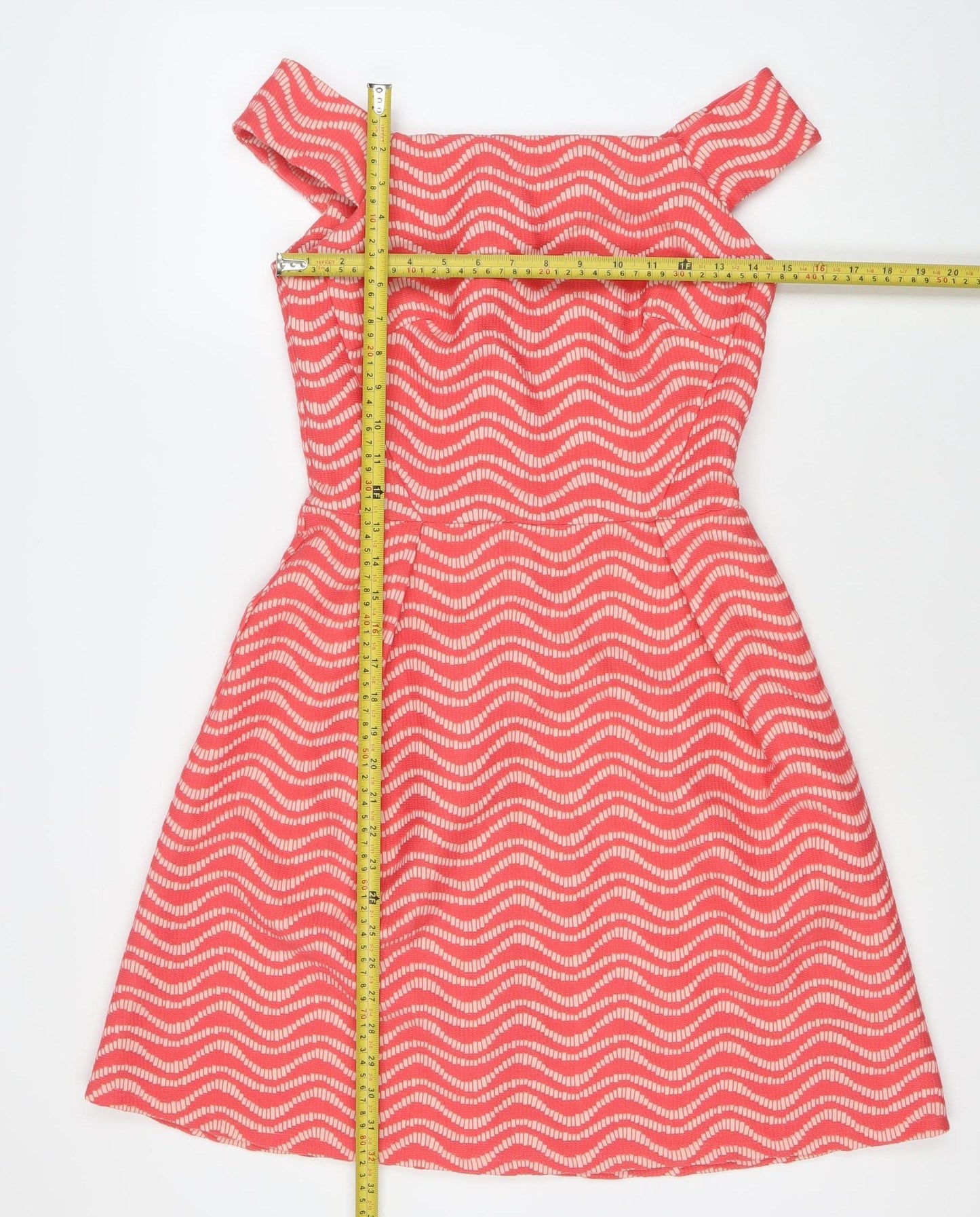 Warehouse Women’s Pink Geometric Fit & Flare Dress Size 8 Knee Length