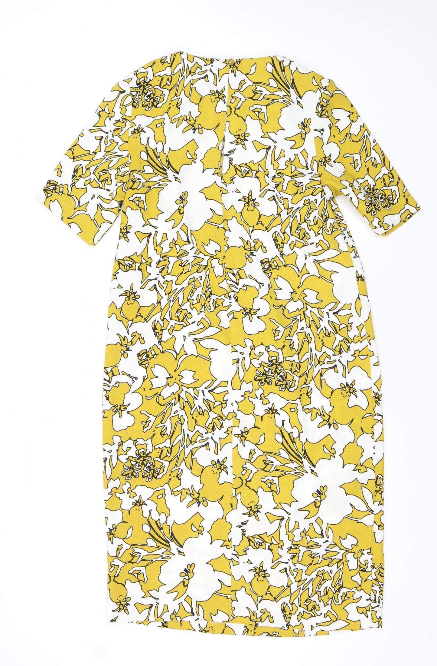 Marks and Spencer Women’s Yellow Floral Sheath Dress UK 6 Knee Length