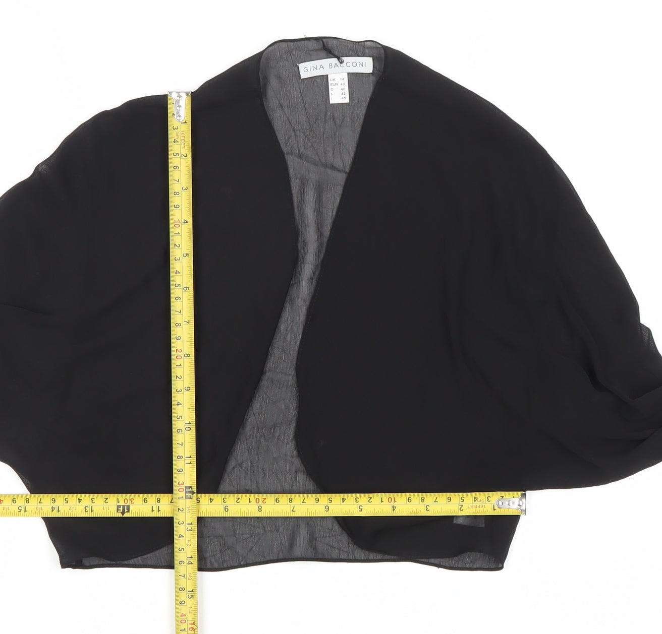 Gina Bacconi Womens Black Chiffon Bolero Jacket Size 14