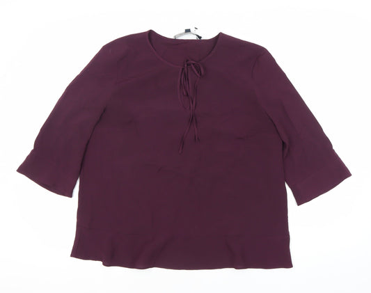 French Connection Women's Purple Viscose 3/4 Sleeve Blouse L