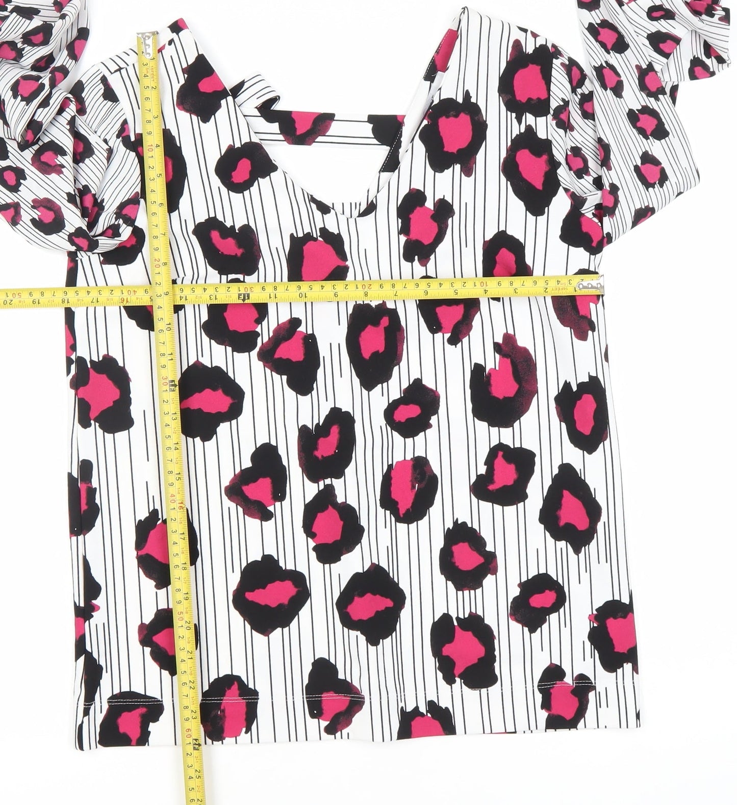 Next Women's Multicoloured Animal Print Size 10 V-Neck Long Sleeve Blouse