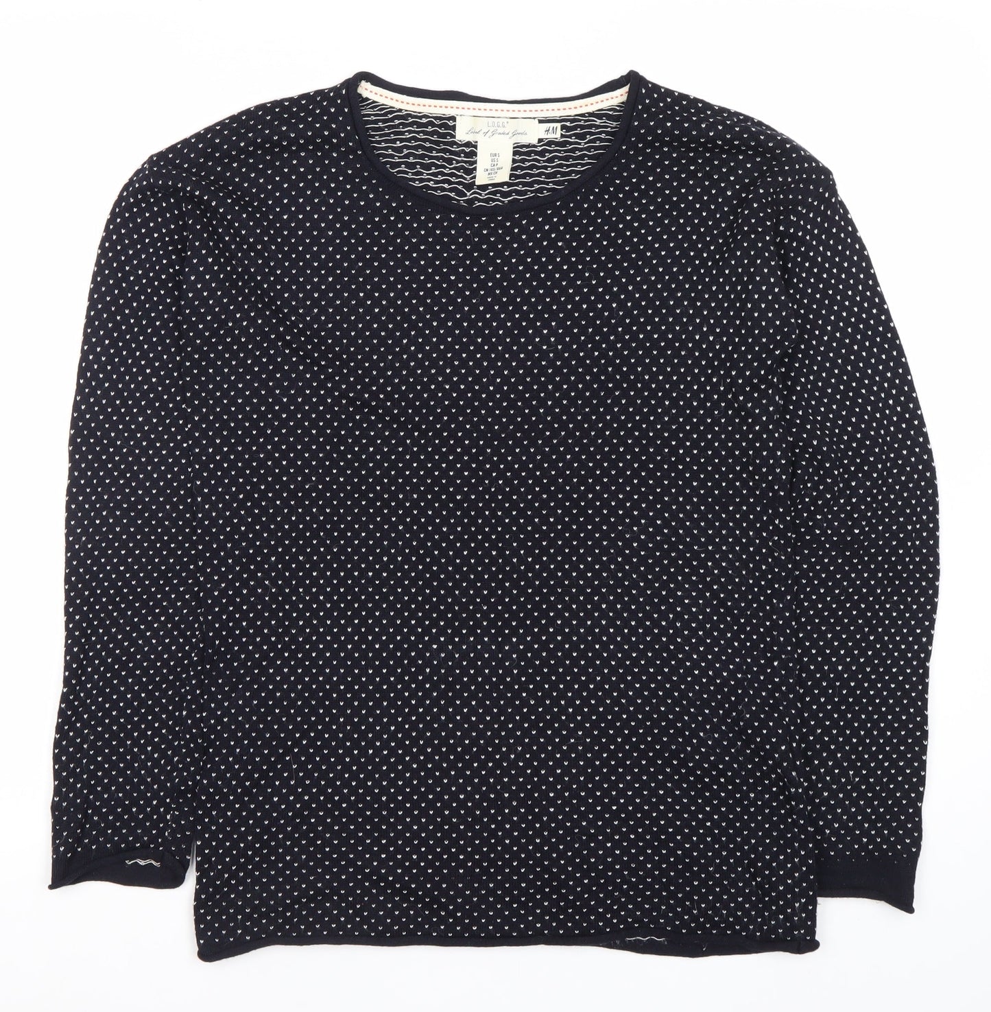 H&M Women’s Blue Crew Neck Long Sleeve Pullover Jumper Size 8