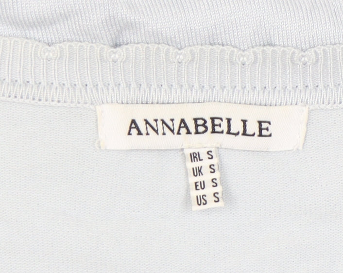 Annabelle Women's Blue Crew Neck Long Sleeve Cardigan Size S