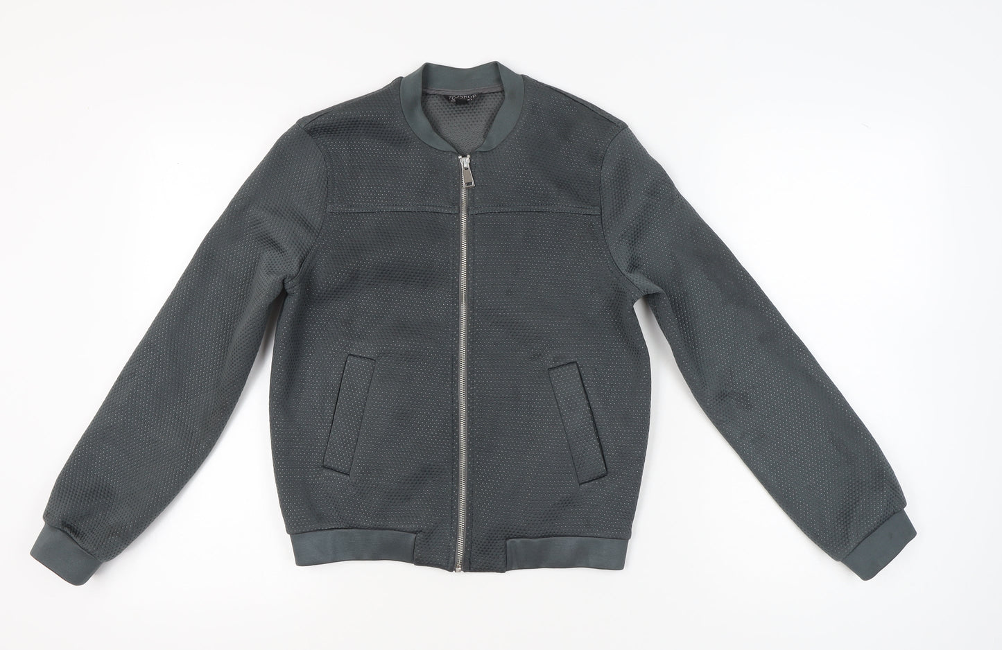 Topshop Women’s Grey Bomber Jacket UK 8 Full Zip Casual
