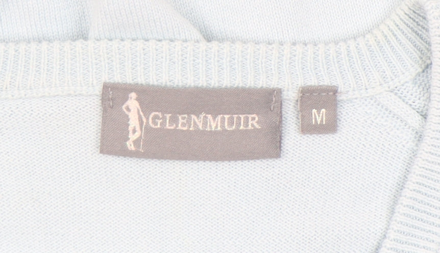 Glenmuir Women's Blue V-Neck Cotton Jumper Size M Long Sleeve