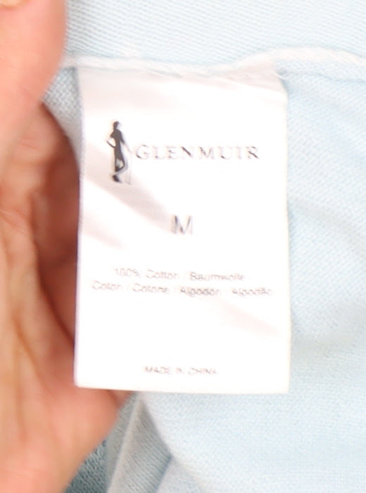 Glenmuir Women's Blue V-Neck Cotton Jumper Size M Long Sleeve