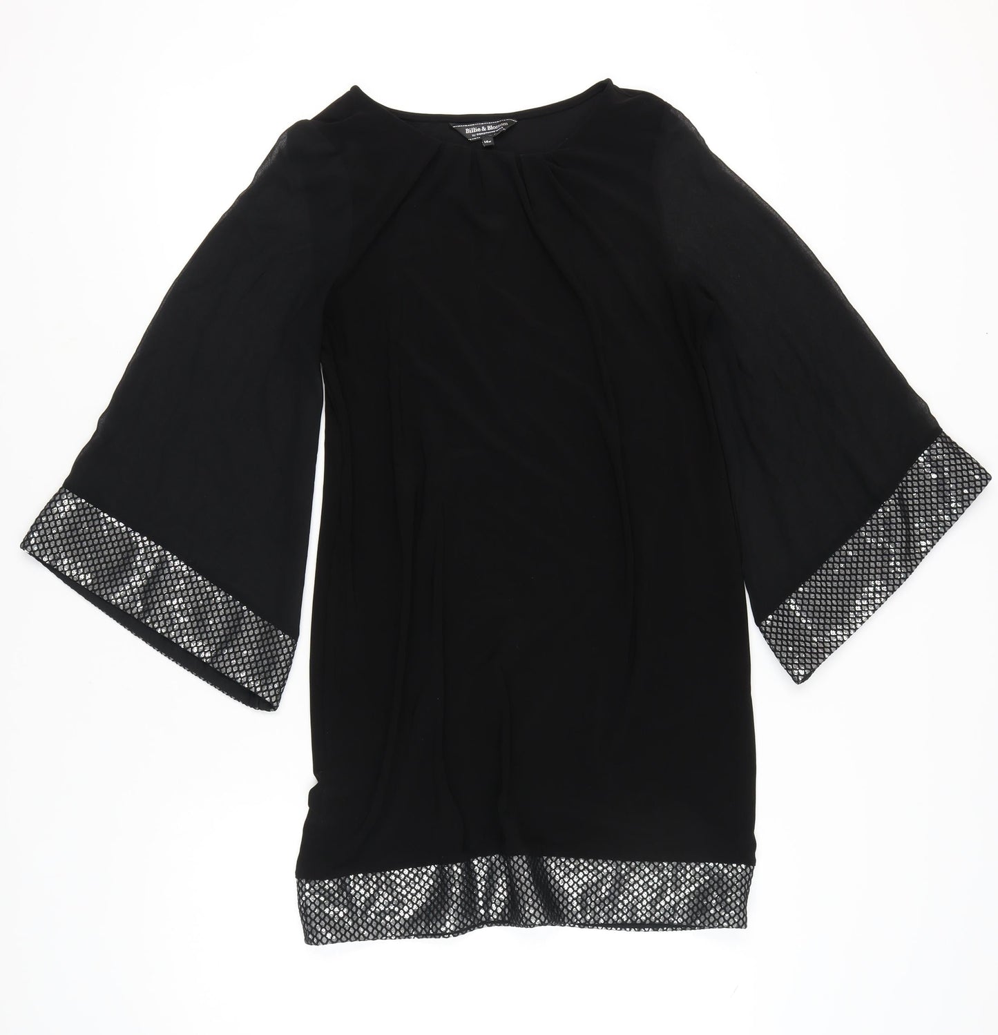 Billie & Blossom Women’s Black Sequin Trim Shift Dress Size 14