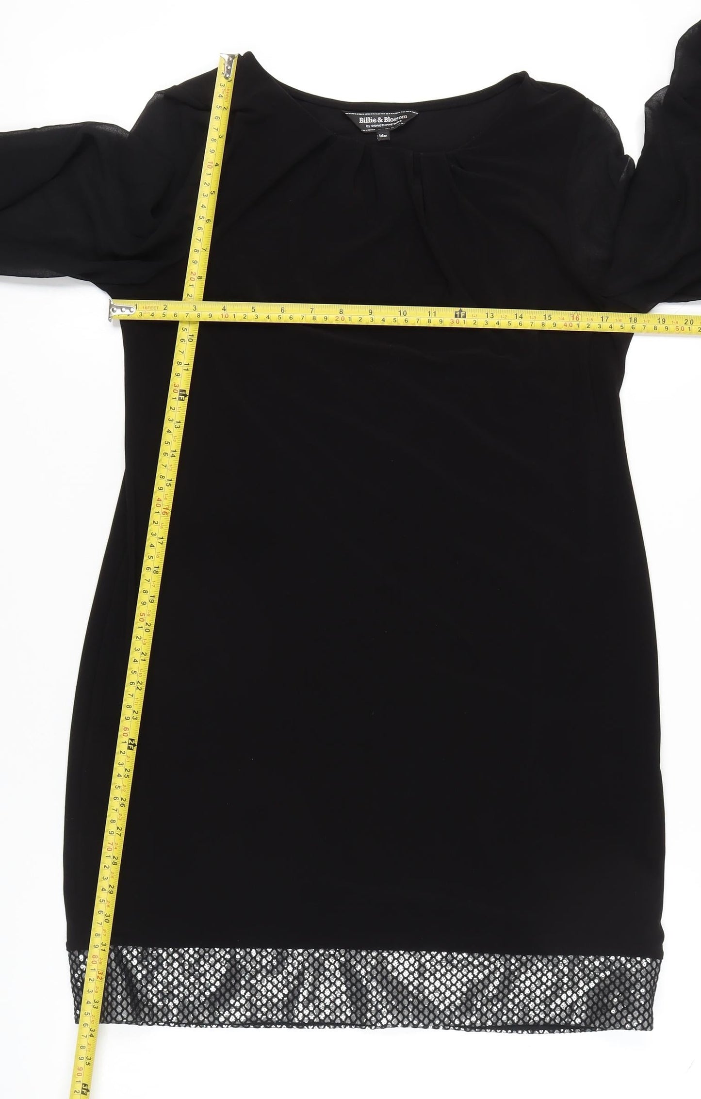 Billie & Blossom Women’s Black Sequin Trim Shift Dress Size 14