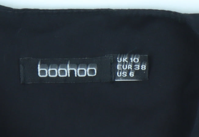 Boohoo Women’s Black Knee Length Trapeze Dress Size 10 Long Sleeve
