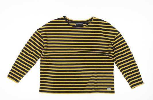 Superdry Women’s Yellow Striped Long Sleeve Cotton Jersey T-Shirt UK 12