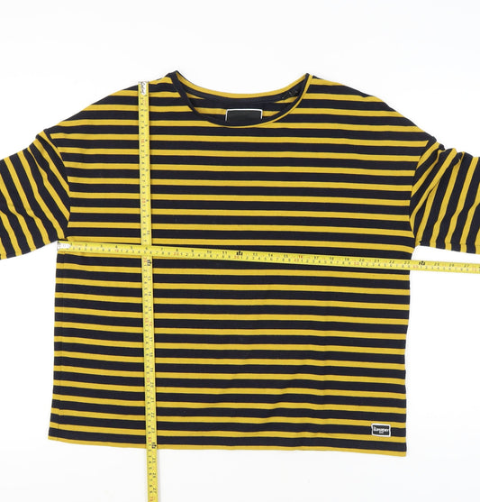 Superdry Women’s Yellow Striped Long Sleeve Cotton Jersey T-Shirt UK 12
