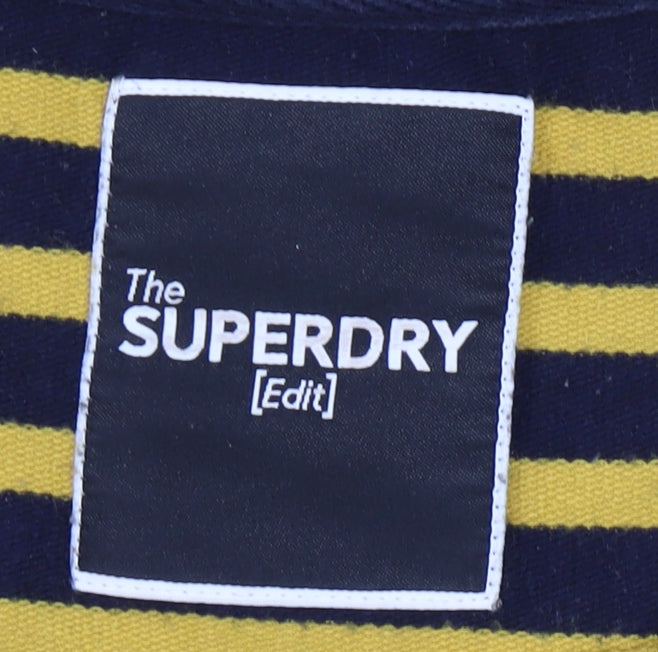 Superdry Women’s Yellow Striped Long Sleeve Cotton Jersey T-Shirt UK 12