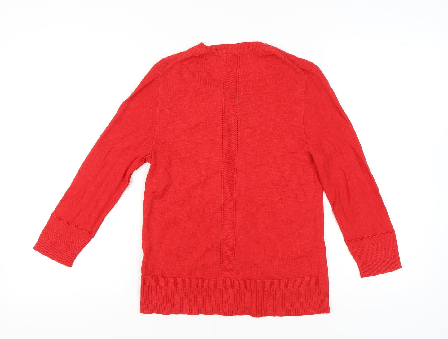 White Stuff Women's Red Cotton 3/4 Sleeve Cardigan Size 10