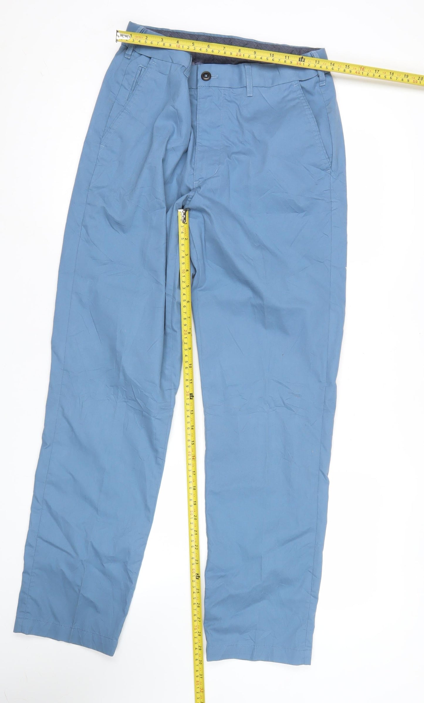 Blue Harbour Men's Blue Chino Trousers 30x31 Regular Fit Cotton Elastane