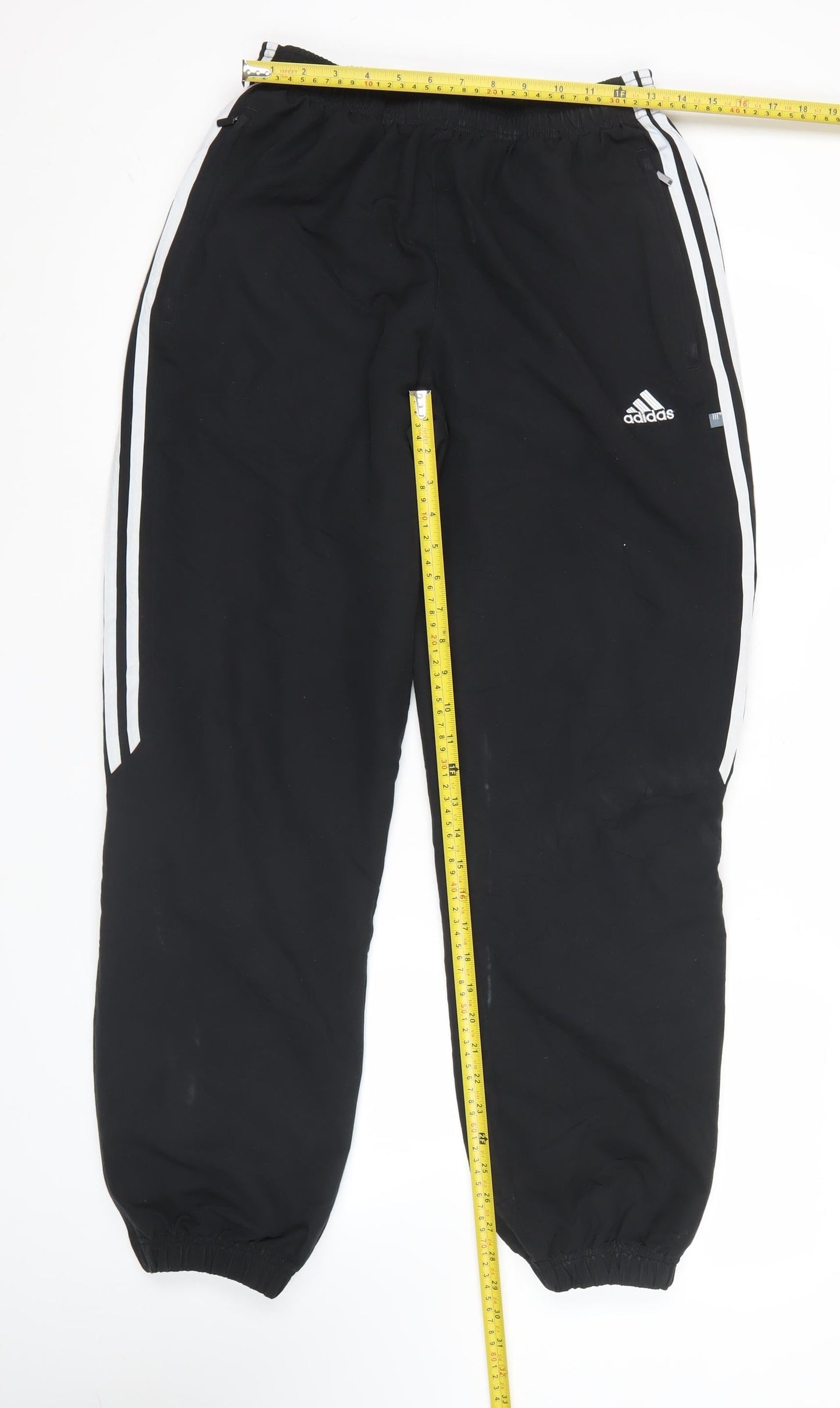 Adidas Men’s Black L Track Pants Elastic Waist Pockets Zip Sportswear