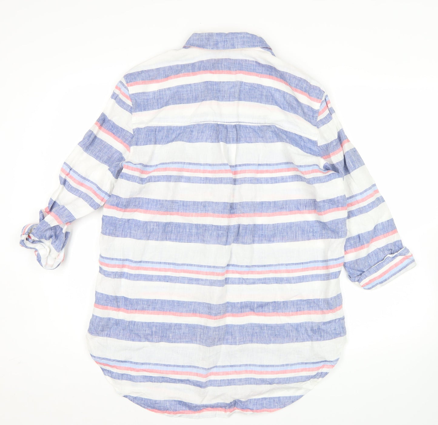 Joules Women's Multicoloured Linen Striped Button-Up Shirt UK 12