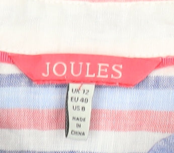 Joules Women's Multicoloured Linen Striped Button-Up Shirt UK 12