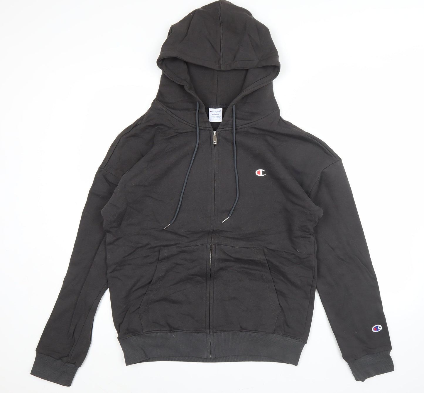 Champion Men's Black Full Zip Hoodie Medium Regular Fit Fleece