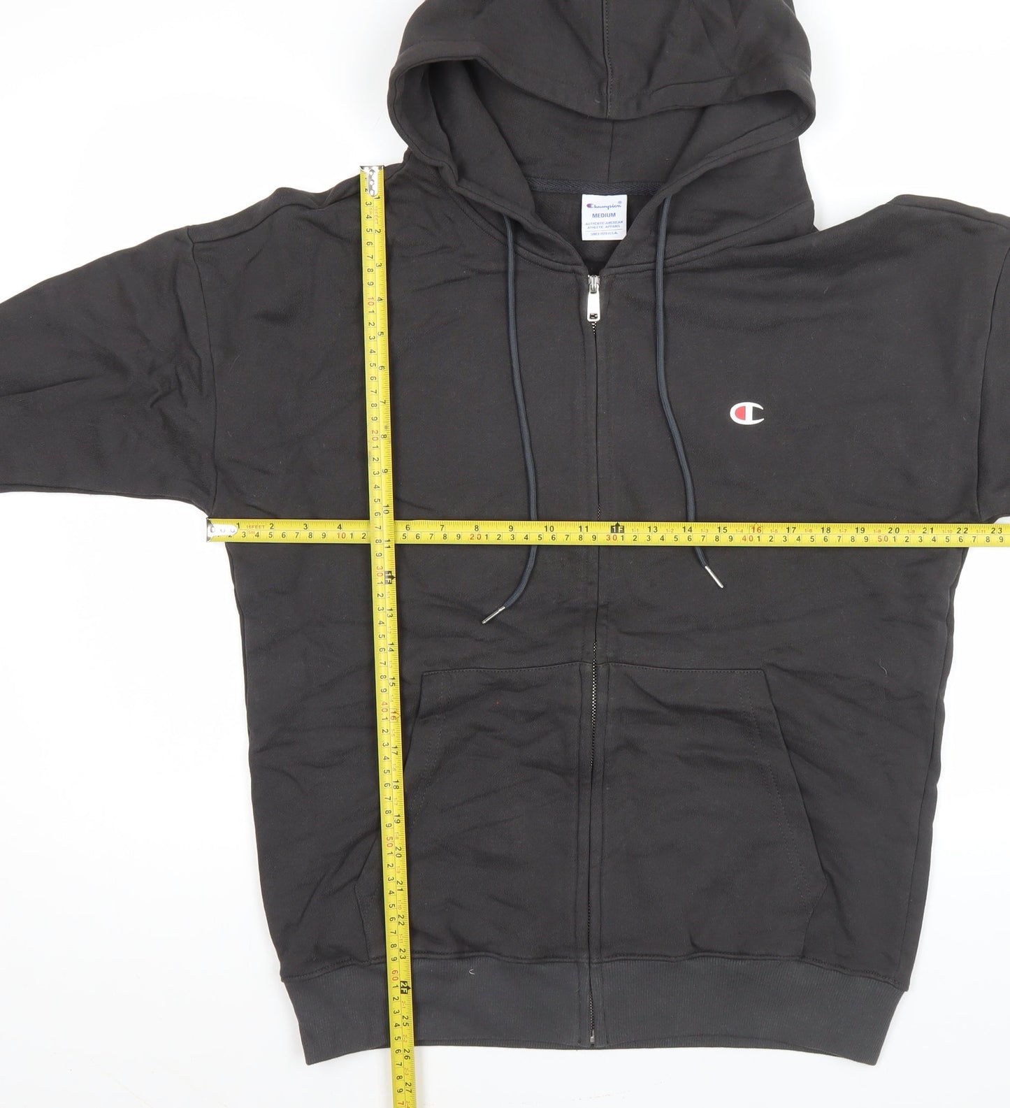 Champion Men's Black Full Zip Hoodie Medium Regular Fit Fleece