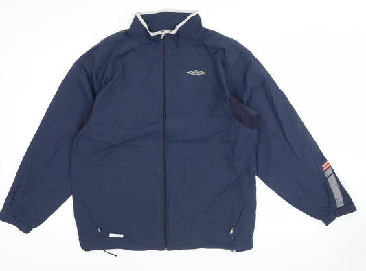 Umbro Men's Blue M Windbreaker Jacket Full Zip Lightweight Activewear