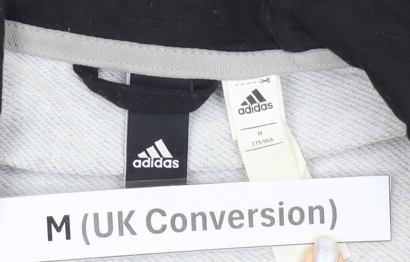 Adidas Men’s Grey Black Full Zip Hoodie M Regular Fit Sportswear