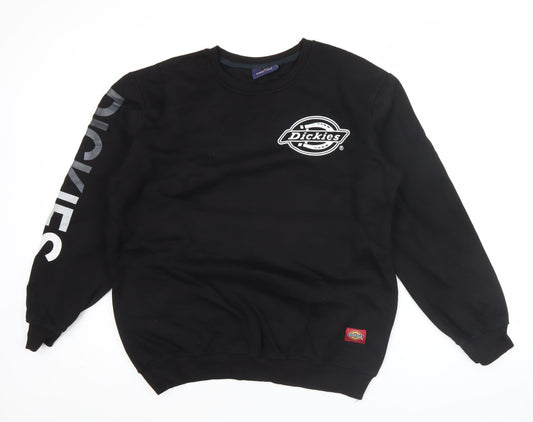 Dickies Men's Black XL Pullover Sweatshirt Logo Crew Neck Fleece