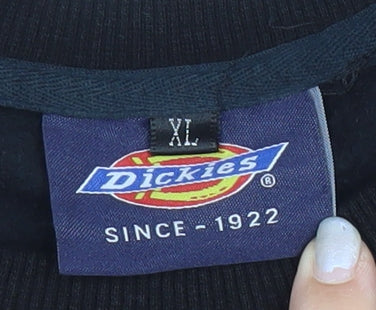Dickies Men's Black XL Pullover Sweatshirt Logo Crew Neck Fleece