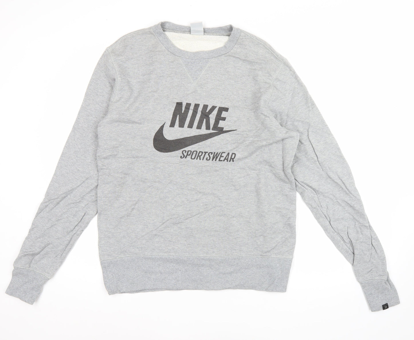 Nike Men’s Grey Sportswear Sweatshirt L Crew Neck Logo Cotton Pullover