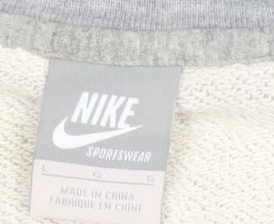 Nike Men’s Grey Sportswear Sweatshirt L Crew Neck Logo Cotton Pullover